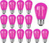 S14 Pink LED Bulb S14 Replacement LED Light Bulbs 2W Plastic Shatterproof LED Night Bulb E26 Base Pink String Lights Waterproof Vintage Bulb for C...
