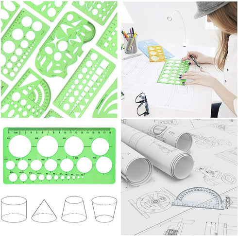 15Pcs Geometric Stencils Drawing Templates,Drawing Stencils Drafting Tools with Geometry Set,Circle,Curve Shape Stencils Drafting Tools for Drawin...