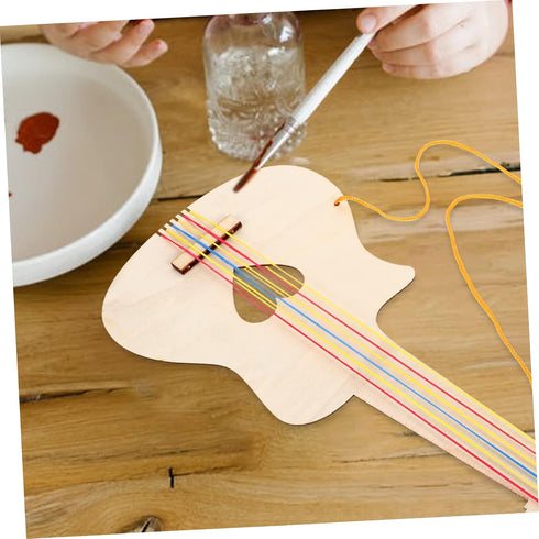 2pcs Graffiti Painting Guitar Toys Kids DIY Crafts Wooden Guitar Toy for Kids Graffiti Wooden Guitar Toy Wooden Graffiti Guitar Toy Wood Guitar Wo...