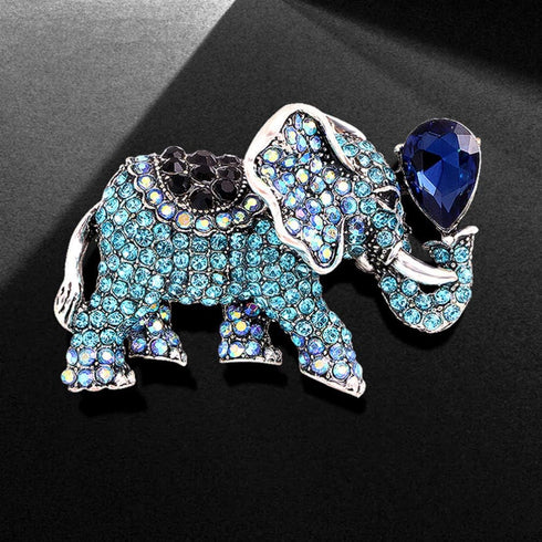 Amosfun Elephant Brooch Pin Rhinestone Crystal Elephant With Balloons Breastpin Broach Jewelry Gift for Woman Blue...