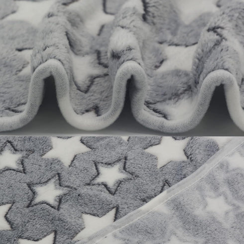 1 Pack 3 Puppy Blankets Cat Dog Blankets Super Soft Warm Sleep Mat Grey Star Cute Print Blanket Fluffy Fleece Pet Blanket Flannel Throw for Small ...