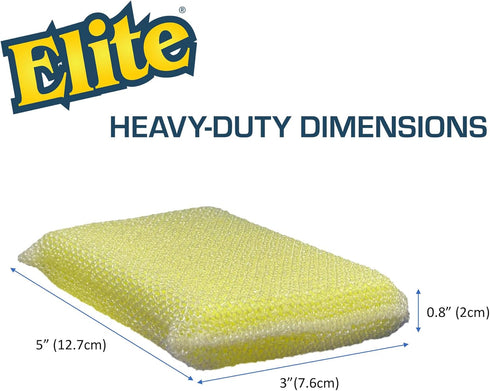 Elite HD (Heavy Duty) All Purpose Cleaning Pad, 2 Pack, Non Scratch, Dish Sponge, Scrubber, Made in USA. Large Thick Sponge for Household and Indu...