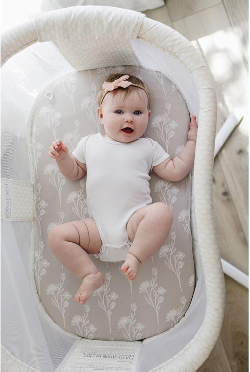 Pobibaby - 2 Pack Premium Bassinet Sheets for Standard Bassinets - Ultra-Soft Jersey Knit, Stylish Floral Pattern, Safe and Snug for Baby (Wildflo...