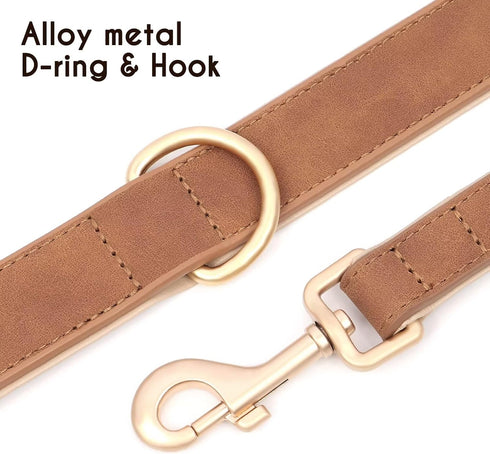 Beirui Soft Padded Leather Dog Collar and Leash Set, Heavy Duty Dog Leash and Collar Set with Metal Buckle, Breathable Dog Collars with 4FT Leathe...