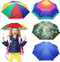 4 Pack Umbrella Hats, 20.5" Hands-Free Head Umbrella Hats for Kids, Folding Waterproof Umbrella Cap With Head Strap for Outdoor Party Fishing Sun ...