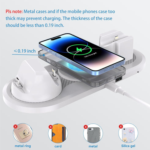 4 in 1 Wireless Charger for iPhone, Magnetic 4 in 1 Fast Charging Station Charger for Magsafe for iPhone 15/14/13 /Pro/Pro Max/12/11/X/Xr/XS/8, fo...