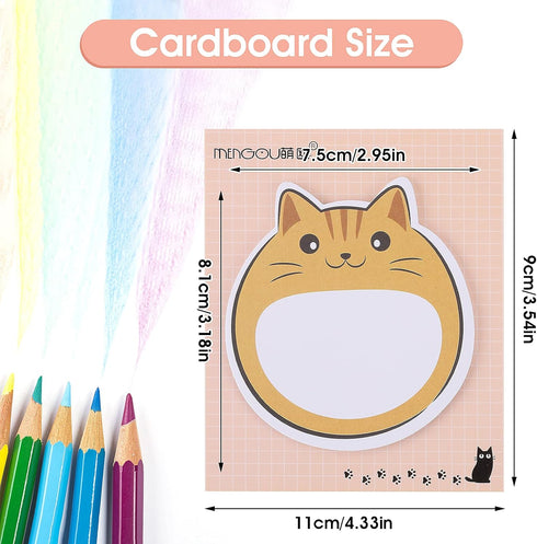 Cobee Cute Cat Sticky Notes, 5 Pack Kawaii Animal Self-Stick Notes Cartoon Cat Self-Stick Memo Pads Cute Shapes Markers Flags Students Home Office...