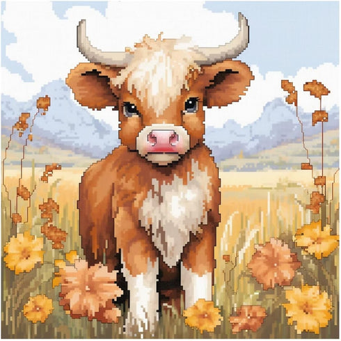 51buyoutgo Calf 11ct Cross Stitch Kits, 11 CT Funny Pre Printed Counted Stamped Cross Stitch Embroidery Needlepoint Needlework Patterns Kits for B...