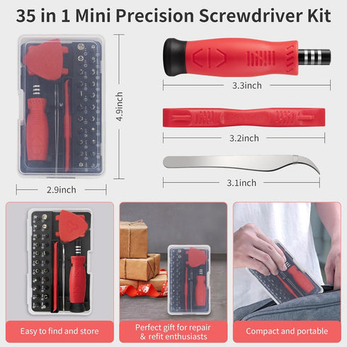 EasyTime Mini Precision Screwdriver Set: 35 In 1 Small Magnetic Repair Tool Kit with Case Torx Screw Driver with 22 Bits for Phones, Laptop, PC, E...