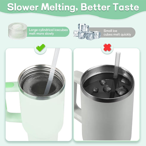 Ice Cube Tray for Stanley Cup 40oz 30oz 20oz 14oz Tumbler Ice Mold, Silicone Ice Tray With Lids for Chilling Cocktails, Whiskey, Drinks, Coffee, E...