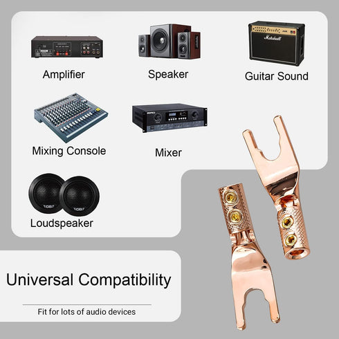 Speaker Spade Plug Connectors, Screw Locking Speaker Wire Connector with Allen Wrench+Heat Shrink Tubing, Fork Y Spade Lugs 45 Degree for Speaker ...