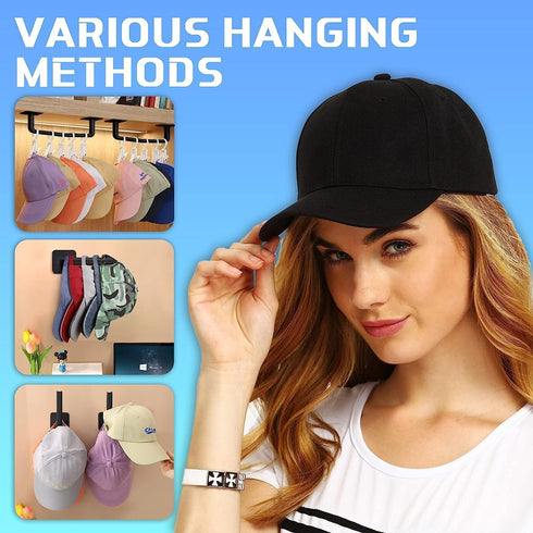 Hat Rack for Wall Hat Organizer (12-Pack), Hat Racks for Baseball Caps, Adhesive Hat Hooks for Wall, No Drilling Hat Hangers for Closet Cowboy Hat...