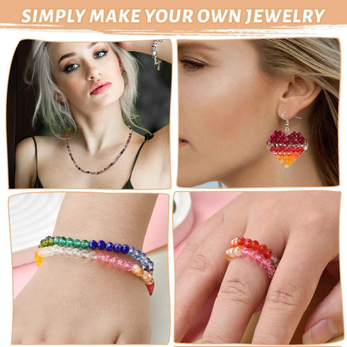 Glass Beads for Jewelry Making, 3000PCS Mulitcolor Beads 20 Colors 4mm Rondelle Crystal Beads, Beading Craft Kit, Spacer Beads for Bracelets, Neck...