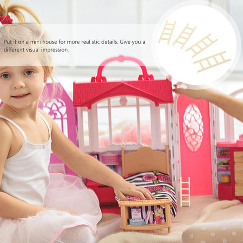 Toyvian Mini Wooden Step Ladder, Mini Wood Doll House Ladder, 1: 12 Miniature Ladder, DIY Craft Accessory, for Doll House Accessories, Fairy Furni...