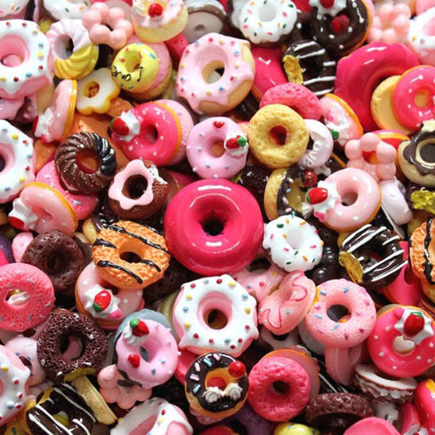 50 Pcs Slime Charms DIY Craft Making Kit, Resin Flatback Slime Beads, Doughnut, Mints, Pretzels, Fruit Loops...