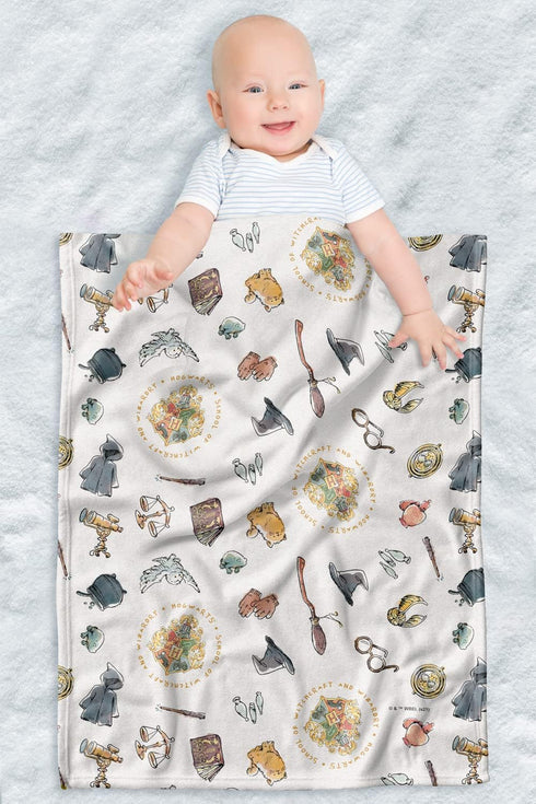 Harry Potter Lightweight Baby Blanket, 30"X40", Whimsical Icons Unisex for Infants Girls & Boys...