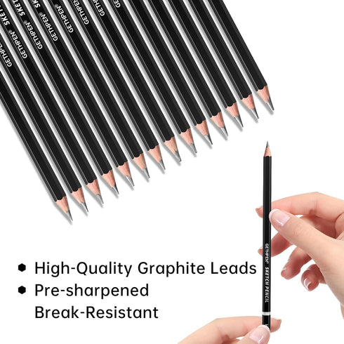 Sketch Pencil Set - 14 Pack, Graphite Pencils Drawing, Shading and Sketching Supplies for Pro Artists...