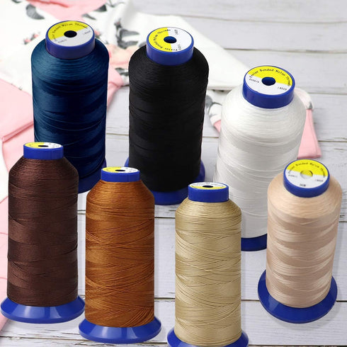 Bonded Nylon Thread for Sewing-Heavy Duty Nylon Thread for Leather, Upholstery, Jeans and Weaving; #69 T70 Size 210D/3 1400 Yards?White?...