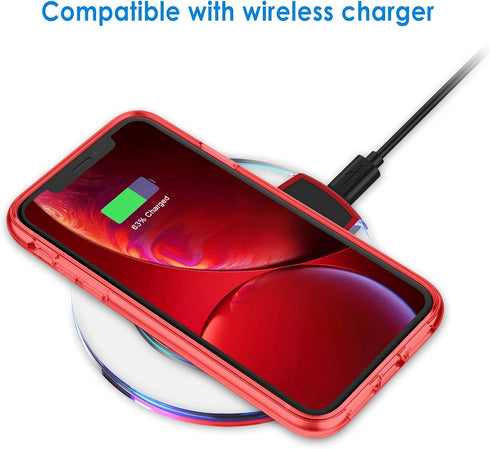 JETech Case for iPhone XR 6.1-Inch, Non-Yellowing Shockproof Phone Bumper Cover, Anti-Scratch Clear Back (Red)...