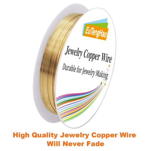 EuTengHao 6 Colors Jewelry Copper Wire Jewelry Beading Wire for Bracelet Necklaces Craft Jewelry Making Supplies (66 Yards,24 Gauge)...