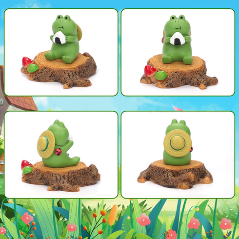 2pcs Miniature Frog Figurines, Funny Frog Desk Decor Cute Frog Sculpture Mini Frog Statue Collectibles Accessories for Outdoor Garden Small Deskto...