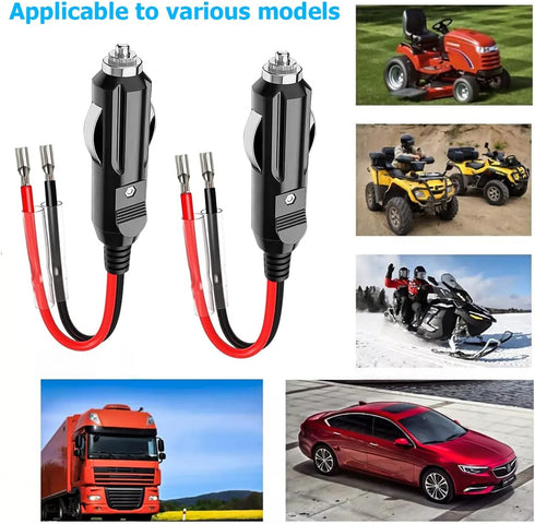 12V Fused Male Cigarette Lighter Plug, Replacement Car Adapter with Leads and LED Light, 16AWG Extension Cable with 15A Fuse, Automotive Power Sup...