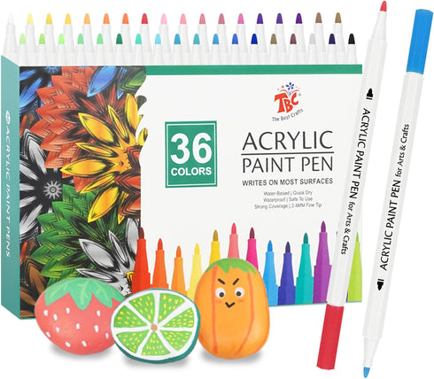 TBC The Best Crafts Acrylic Paint Pen -36 Color Waterproof, Non-Toxic, odorless, Suitable for Paper, Pottery, Stones, Backpacks, Glass, Eggs, Fabr...