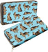 WIRESTER PU Leather Clutch Purse Card Holder Wallet, Zip Around Long Wallet for Women - German Shepherd Funny Playful Postures Light Blue...