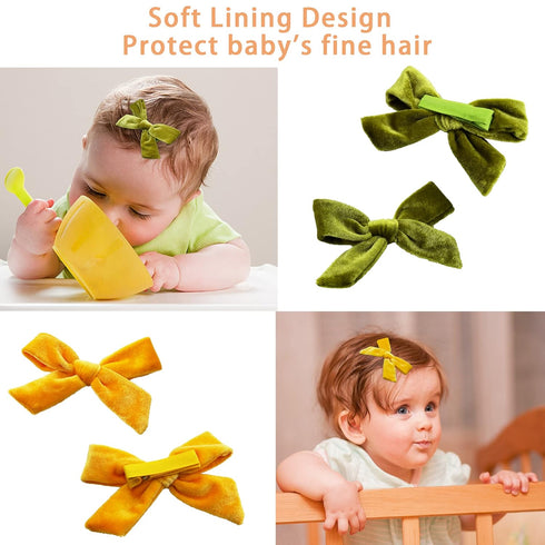 Yxiang 24PCS Velvet Hair Clips and Barrettes for Baby Girls, 4 inches Hair Bows Fully Lined Non Slip Barrettes Christmas Hair Accessories for Todd...