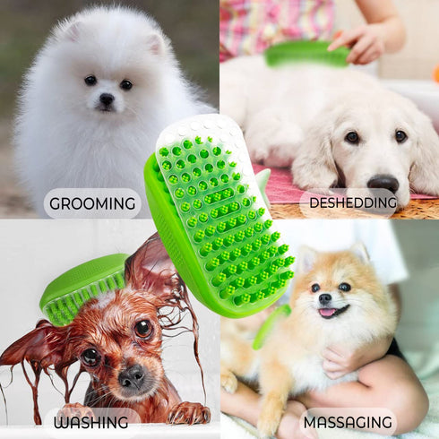Pet Bath Massage Brush - Premium Cat and Dog Bath Brush Scrubber with Removable Cover - Soft Bristle Silicone Dog Brush for Short & Long Haired Pe...
