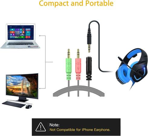 MillSO Headset Adapter (3.3 Feet) 3.5mm Audio Jack Y Cable Headphone Adapter 3.3 feet 1x 3.5mm Female to 2X 3.5mm Male Headset Adapter Compatible ...