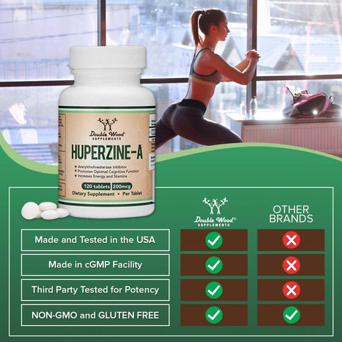 Huperzine A 200mcg (Third Party Tested) Non-GMO, Gluten Free, 120 Tablets, Brain Supplement to Promote Acetylcholine (Acetylcholinesterase Inhibit...