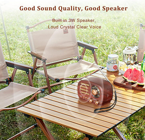 Portable Vintage Radio Retro Bluetooth Speaker, FM/AM/SW Old Fashion Classic Style, Adjustable Antenna, Rechargeable Battery Powered & USB Chargin...
