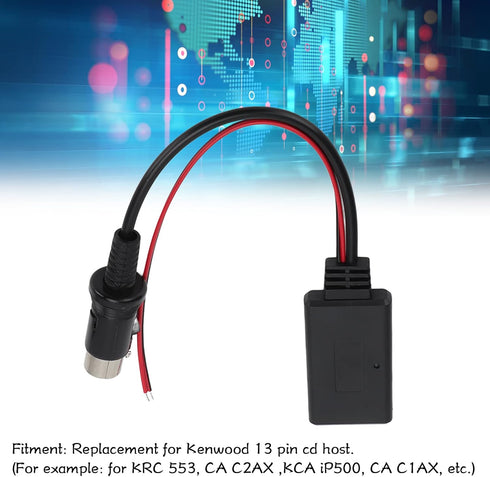 13 Pin Bluetooth Aux Adapter,KIMISS ABS Bluetooth Module Music Adapter Aux Audio Cable for All Kenwood 13-pin cd host, not fit for KVT-516, KRC-30...