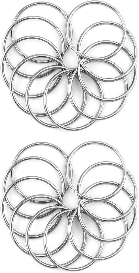 QWORK Key Ring, Set of 20, 2 Inch Large Open Key Ring - Sturdy Key Chain Ring for Keychain and Crafts...