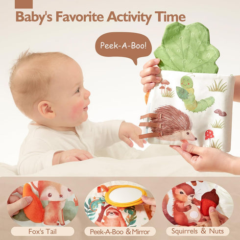 hahaland Baby Books 0-6 Months,Tummy Time Sensory Baby Toys 6 to 12 Months Touch Feel Book Textured Animals Mirror & Crinkle Paper Christmas Stock...