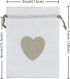 Jexila 24PCS Burlap Drawstring Gift Bags 5X7 Inches Heart Print Linen Burlap Jewelry Gift Bags Fabric Cloth Candy Goodie Pouches for Wedding Showe...