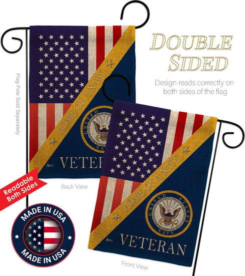 Home of Navy Burlap Garden Flag - Armed Forces USN Seabee United State American Military Veteran Retire Official - House Decoration Banner Small Y...