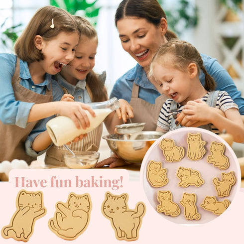 Crethinkaty Cat Cookie Cutters Set-8 Plastic Cookie Cutter Stamp- Cat Theme Fun Cookie Mold, Good for Making Cat Treats....