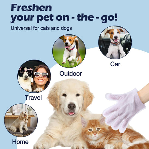 Pet Glove Wipes for Dogs, Dog Cleaning Gloves with Coconut Scented, Dual-Sided Pet Gloves Grooming for Cats with Wipes, Dog Cleaning Gloves Wipes ...