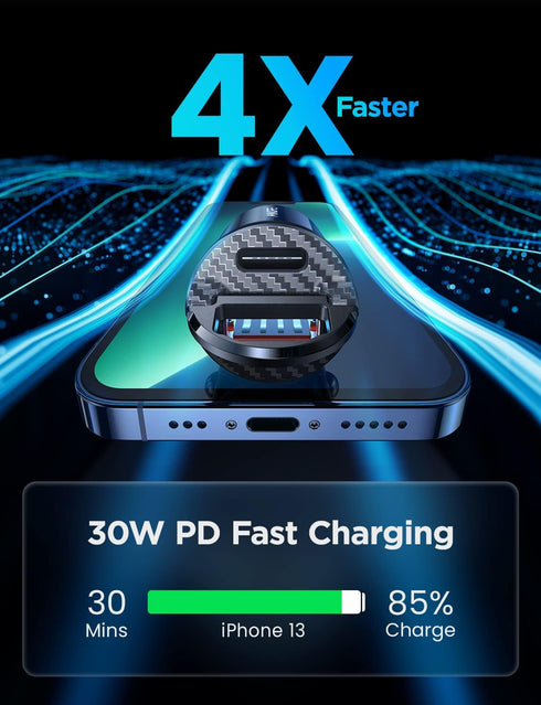 AINOPE USB C Car Charger Fast Charge, 60W Smallest USB Car Charger Flush Fit 30W QC&30W PD Fast Cigarette Lighter USB Charger Compatible with iPho...