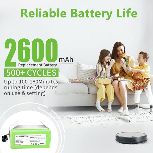 14.4V 2600mAh Replacement Battery Compatible with Ecovacs Deebot N79S DN622 Eufy RoboVac 11 11S 11S MAX 15C 25C 30C 35C G10 Hybrid G30...
