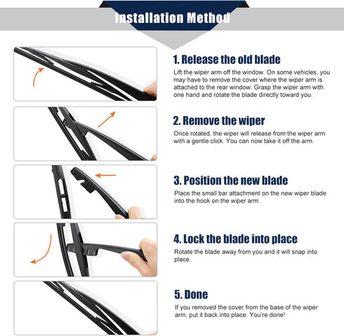 X AUTOHAUX 12 inch Rear Wiper Blade for Honda CR-V 17-22 for Honda Element 03-11 for Nissan Pathfinder 04-12 for Nissan Quest 11-17 for Acura MDX ...