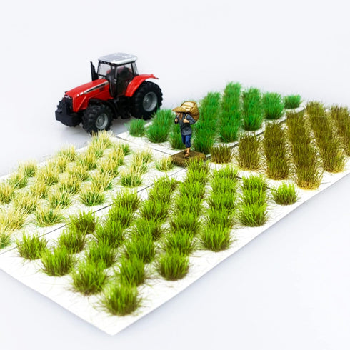 Cayway 128 PCS Static Grass Tuft Model Grass Tufts Terrain Model Kit Resin Static Scenery Model, Fake Moss Grass and Tweezers for Train Landscape ...