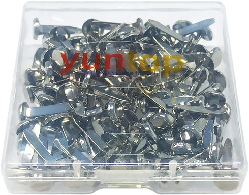 100 Pcs Brass Paper Fasteners, 8x17mm Plated Mini Brads for Scrapbooking Crafts DIY Projects (Silver)...