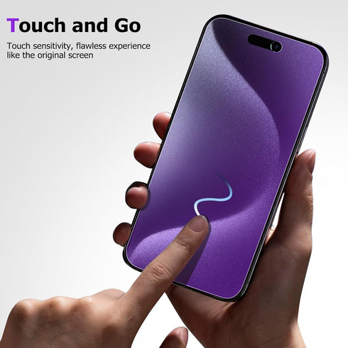 iPhone 15 Pro 6.1 Inch Tempered Glass Screen Protector, Colorful, 28 Privacy, Blue Light Blocking, Matte Finish, Touch Accurate, 20mm...