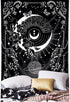 Riyidecor Gothic Vertical Goth Tapestry Wiccan Witch Wall Hanging Moon Tarot 30Wx50H Inch Goth Black White Aesthetic Floral Small Bohemian Stars M...