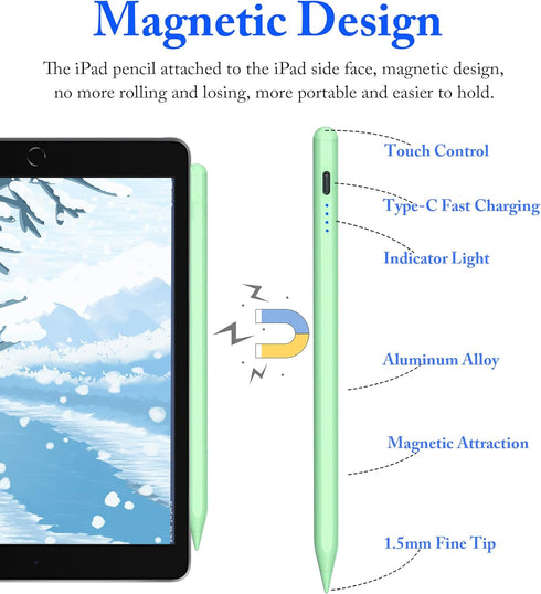 Stylus Pen for Touchscreen, DOGAIN Stylus Pen for iPad, Rechargeable iPad Pen POM Tip Magnetic iPad Stylus for iPad/Pro/Air/Mini/iPhone/iOS/Androi...