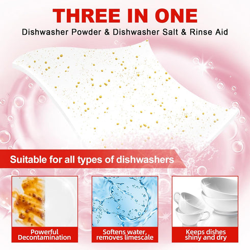 Eco Dishwasher Detergent Sheets Up To 160 Loads, Grapefruit Scent Plastic Free Dishwashing Soap Strips With High Efficient Solid Enzyme, Leaving D...