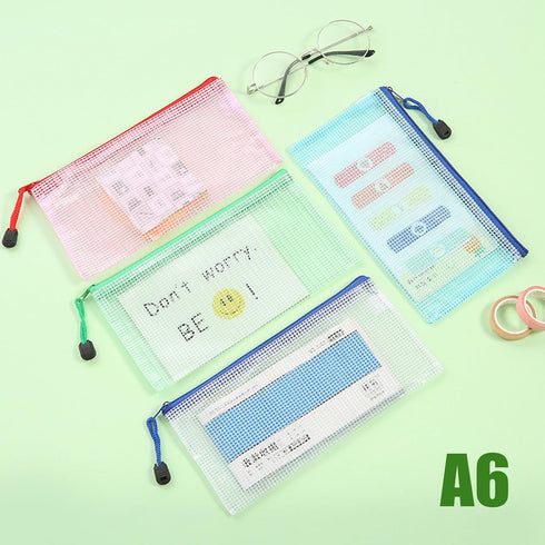 zipper pouch bag Plastic envelope,mesh zipper pouch bags waterproof folder A4 size folder signature pocket, can hold pens, books, documents pencil...
